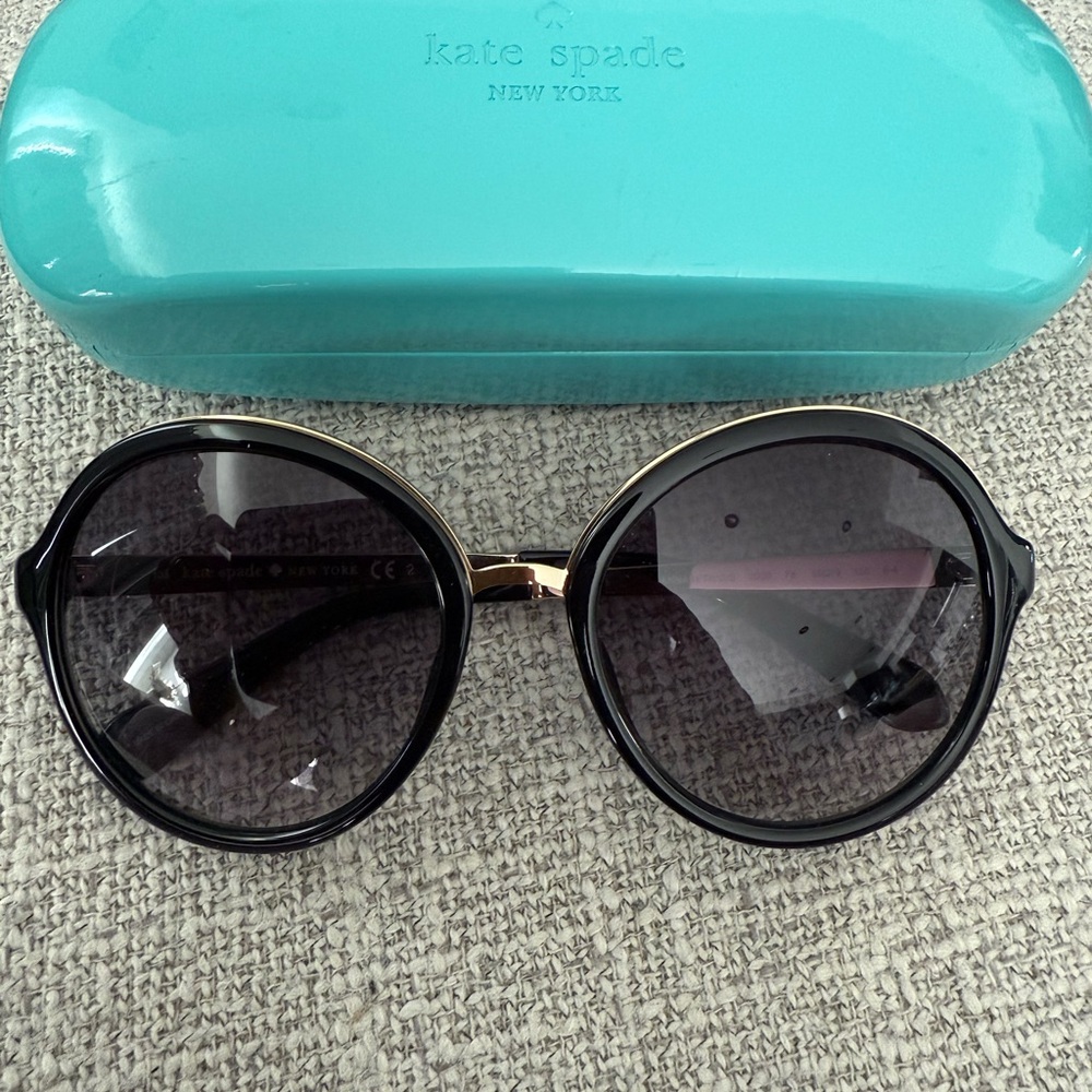 SOLD-Kate Spade Black and Gold Round Sunglasses